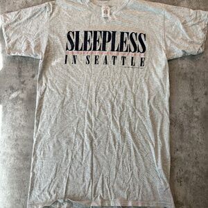 Vintage Women's Long pajama t-shirt night gown Sleepless in Seattle Grey L